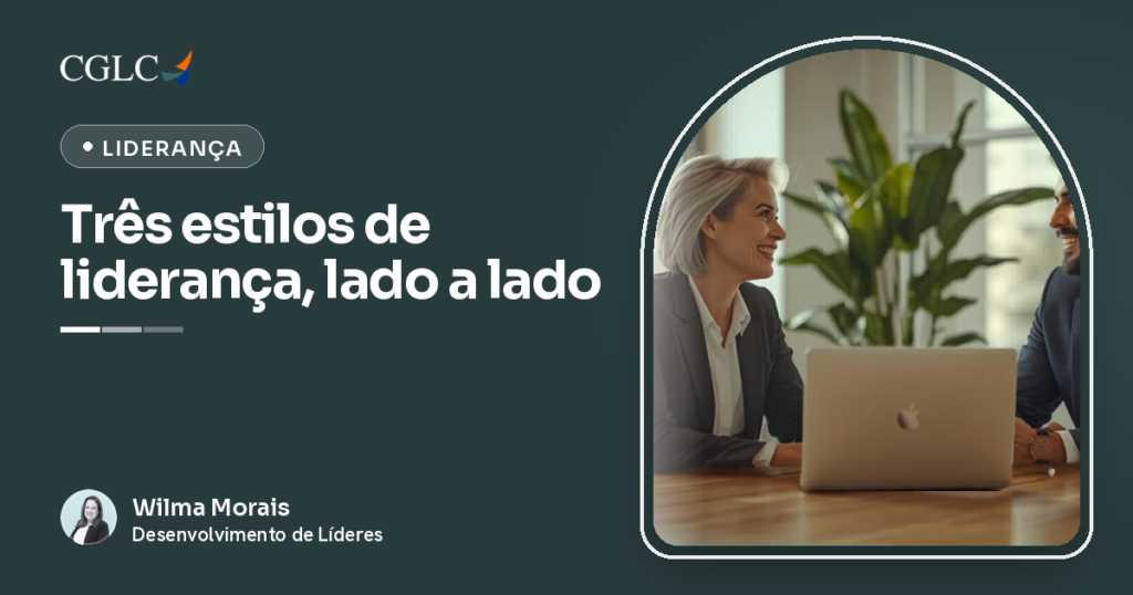 Dois profissionais conversando em um escritório, ilustrando estilos de liderança