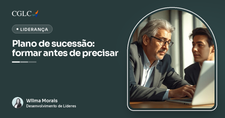 Plano de sucessão: líder experiente orientando futuro sucessor
